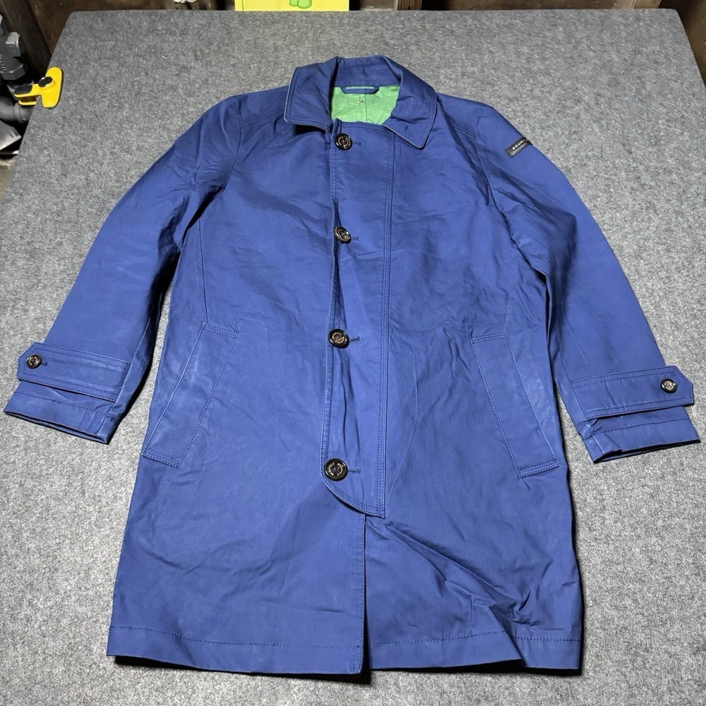 Bean Pole Womens Cotton Coated Button Down Long Coat Size 95 US Medium Preppy